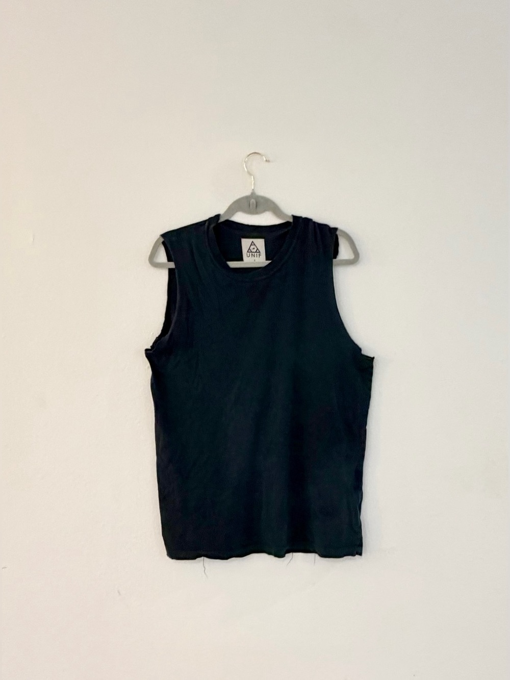 UNIF RARE Black Distressed Oversized Sleeveless Cutoff Shirt Grunge size small - Picture 5 of 13